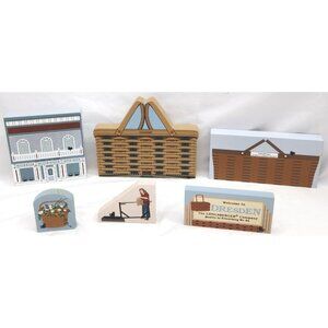 Cats Meow Village 6 LONGABERGER Basket wooden shelf sitter decoration Dresden OH